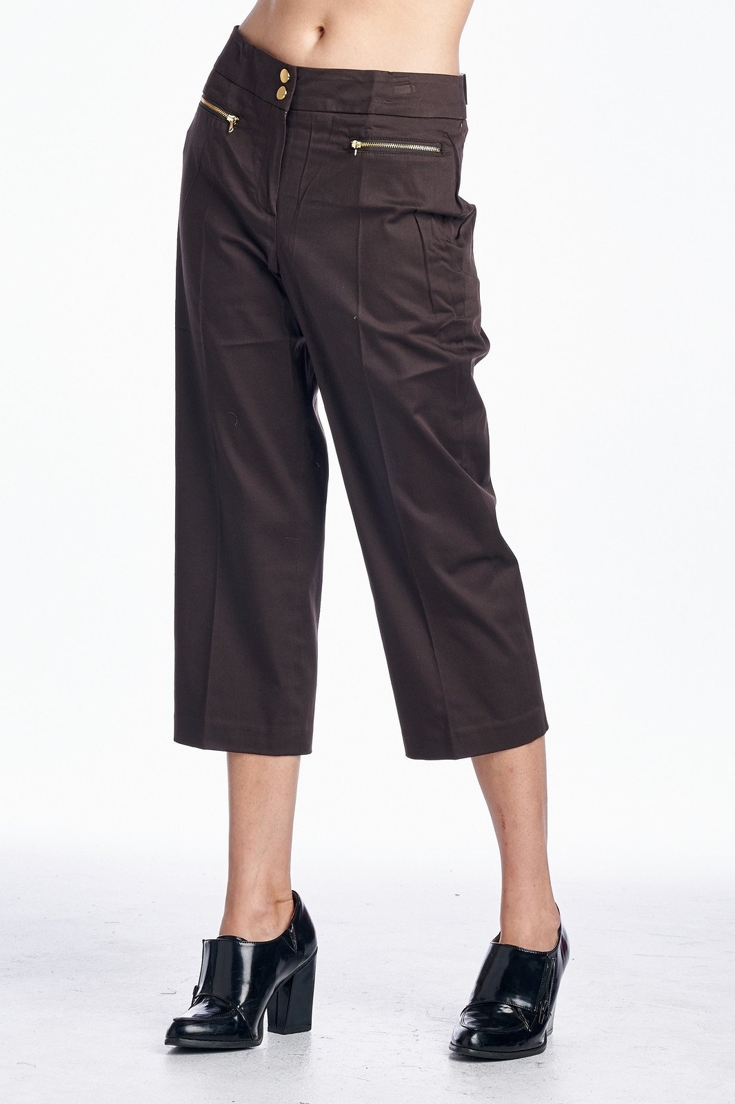 Larry Levine Front Zipper Capris Capris - Tophatter Daily Deals