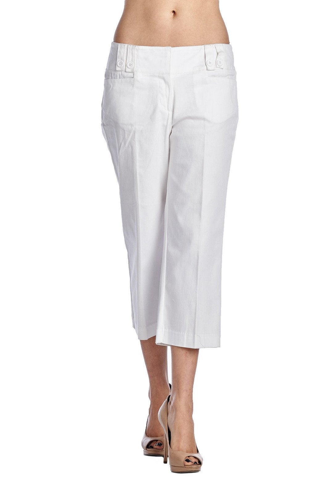Larry Levine Stretch Capris White Capris - Tophatter Daily Deals