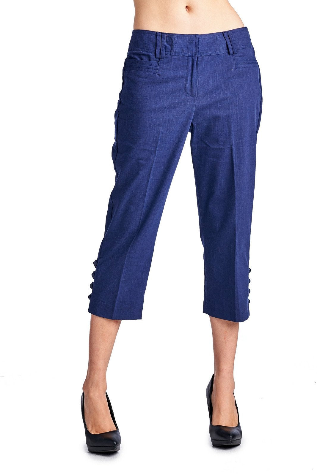 Larry Levine Ocean Blue Stretch Capris Ocean Blue Capris - Tophatter Daily Deals