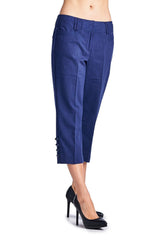 Larry Levine Ocean Blue Stretch Capris Capris - Tophatter Daily Deals