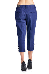 Larry Levine Ocean Blue Stretch Capris Capris - Tophatter Daily Deals
