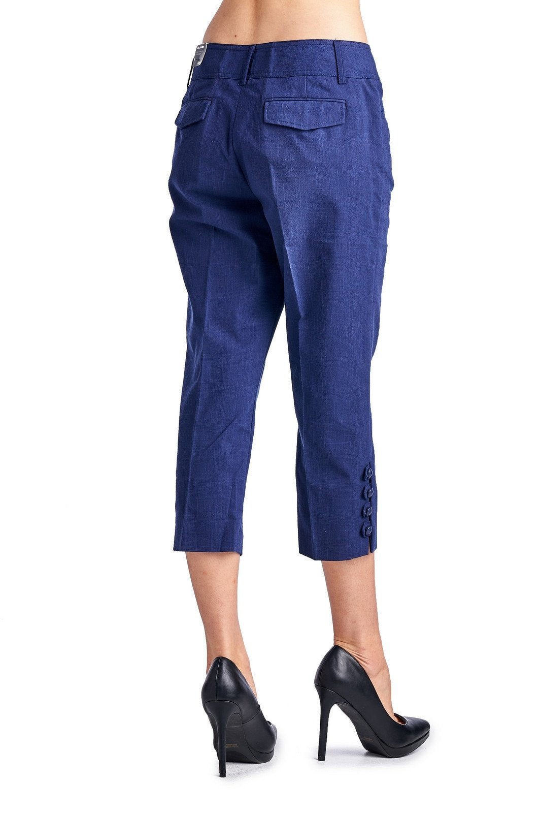 Larry Levine Ocean Blue Stretch Capris Capris - Tophatter Daily Deals