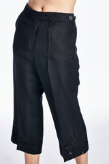 Larry Levine Capris with Tonal Embroider at Hem Black Capris - Tophatter Daily Deals