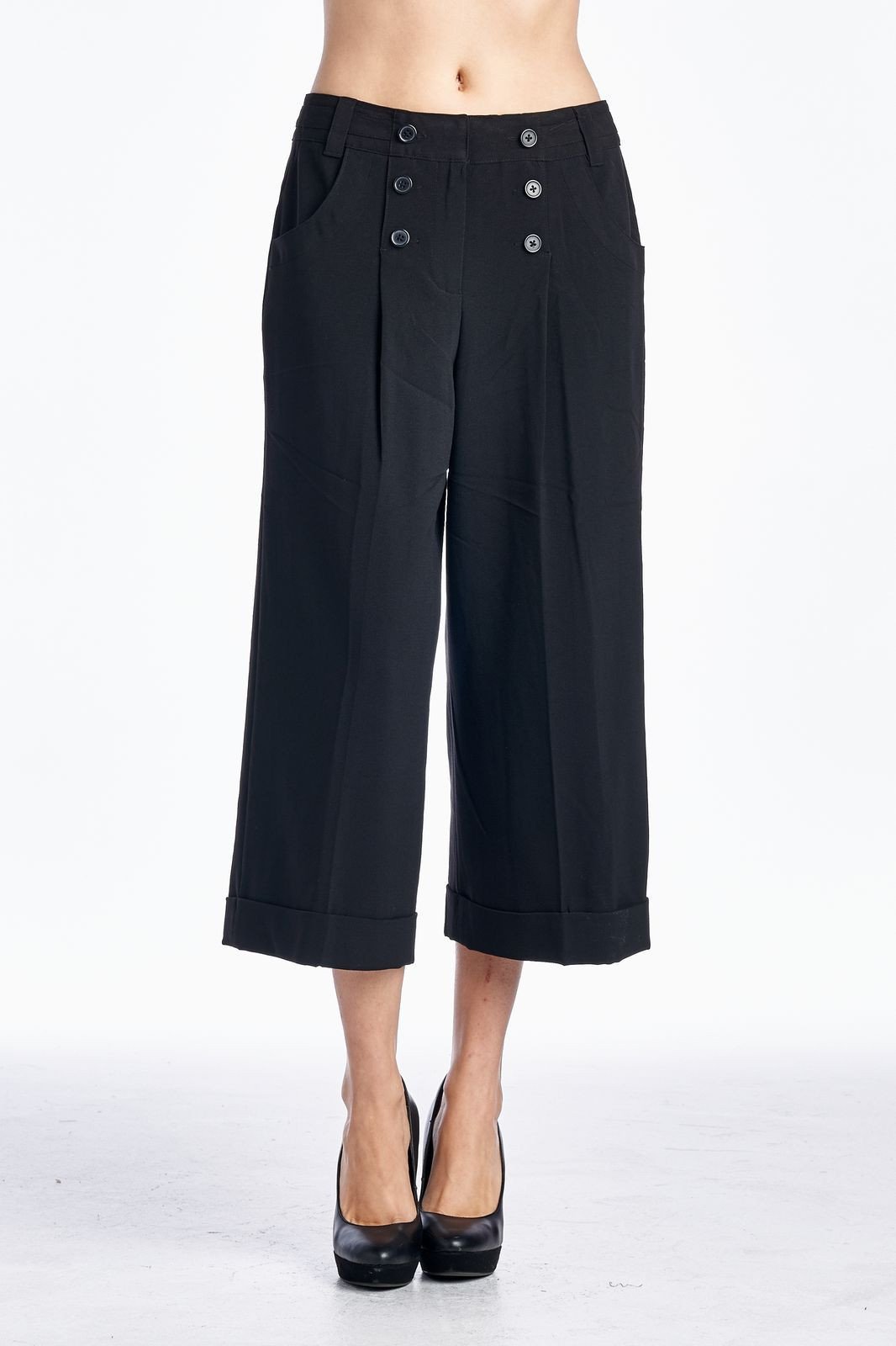 Larry Levine Stretch Capris Black Capris - Tophatter Daily Deals