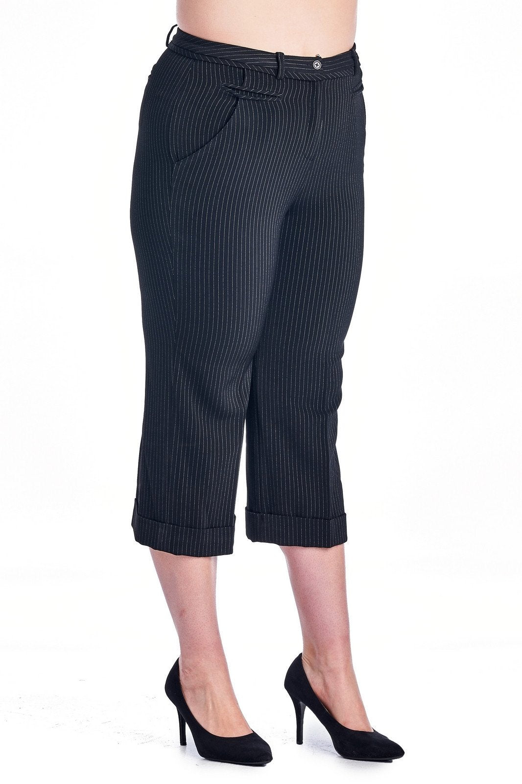 Women's Stretch Capris Black 89 Capris - Tophatter Daily Deals