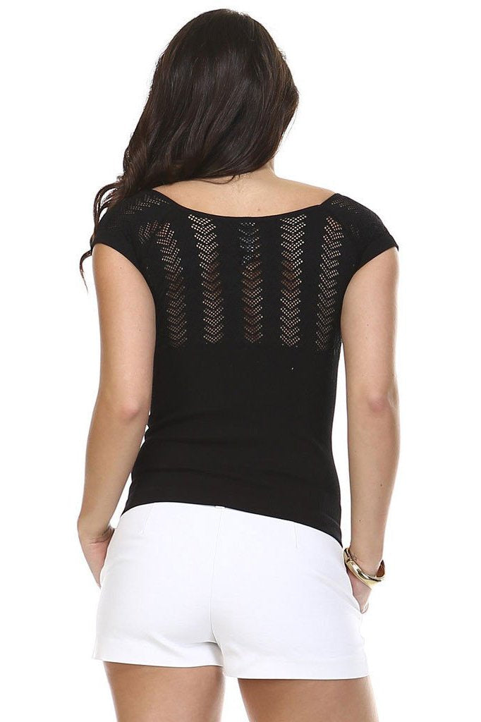 Women's Textured Knit Stretch Cap Sleeve Top Tops - Tophatter Daily Deals