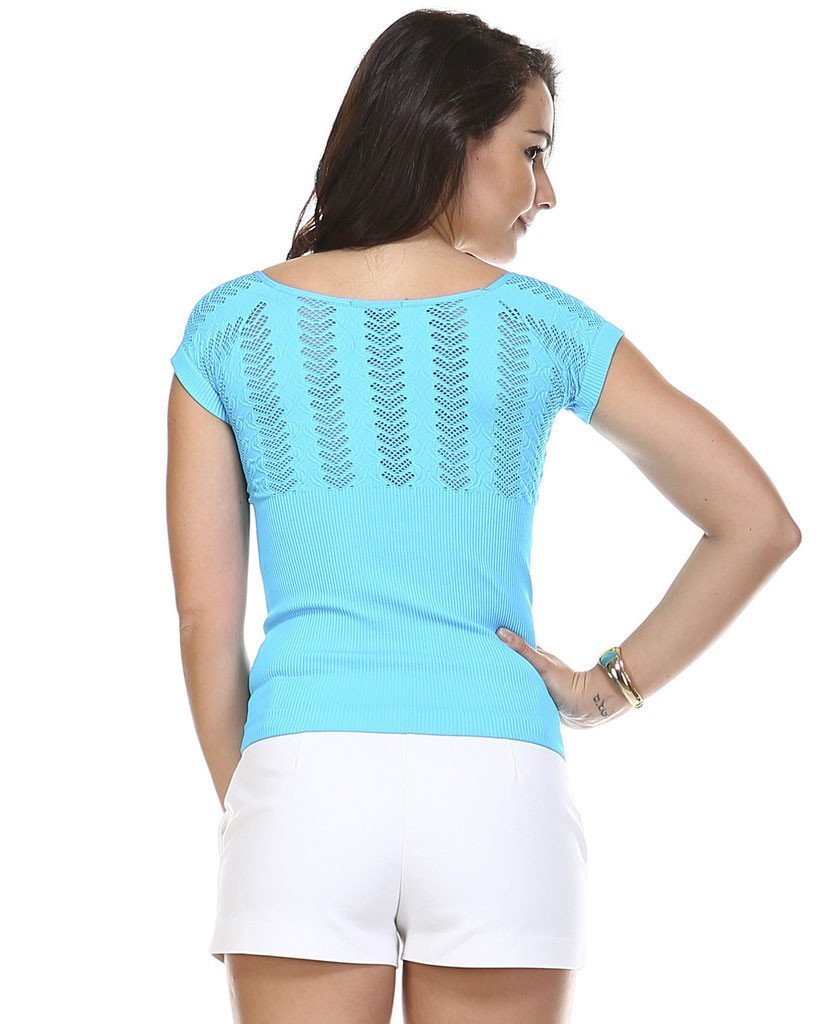 Women's Textured Knit Stretch Cap Sleeve Top Tops - Tophatter Daily Deals