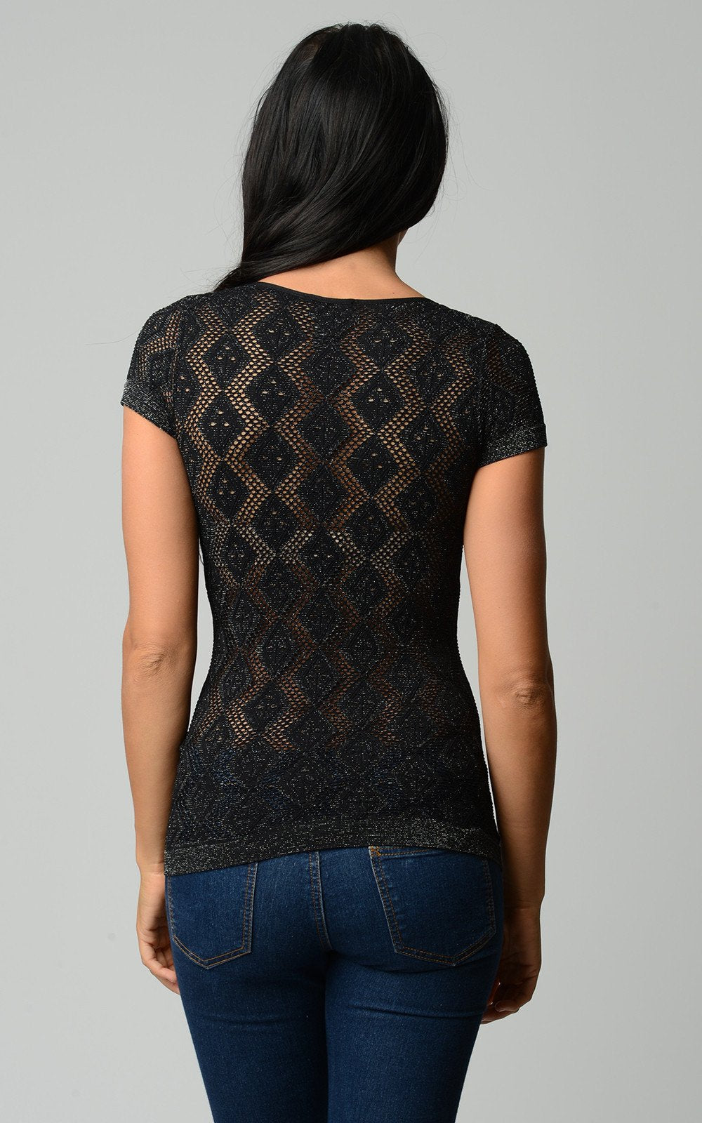 Women's Textured Knit Stretch Glitter Top Tops - Tophatter Daily Deals