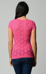 Women's Textured Knit Stretch Glitter Top Tops - Tophatter Daily Deals