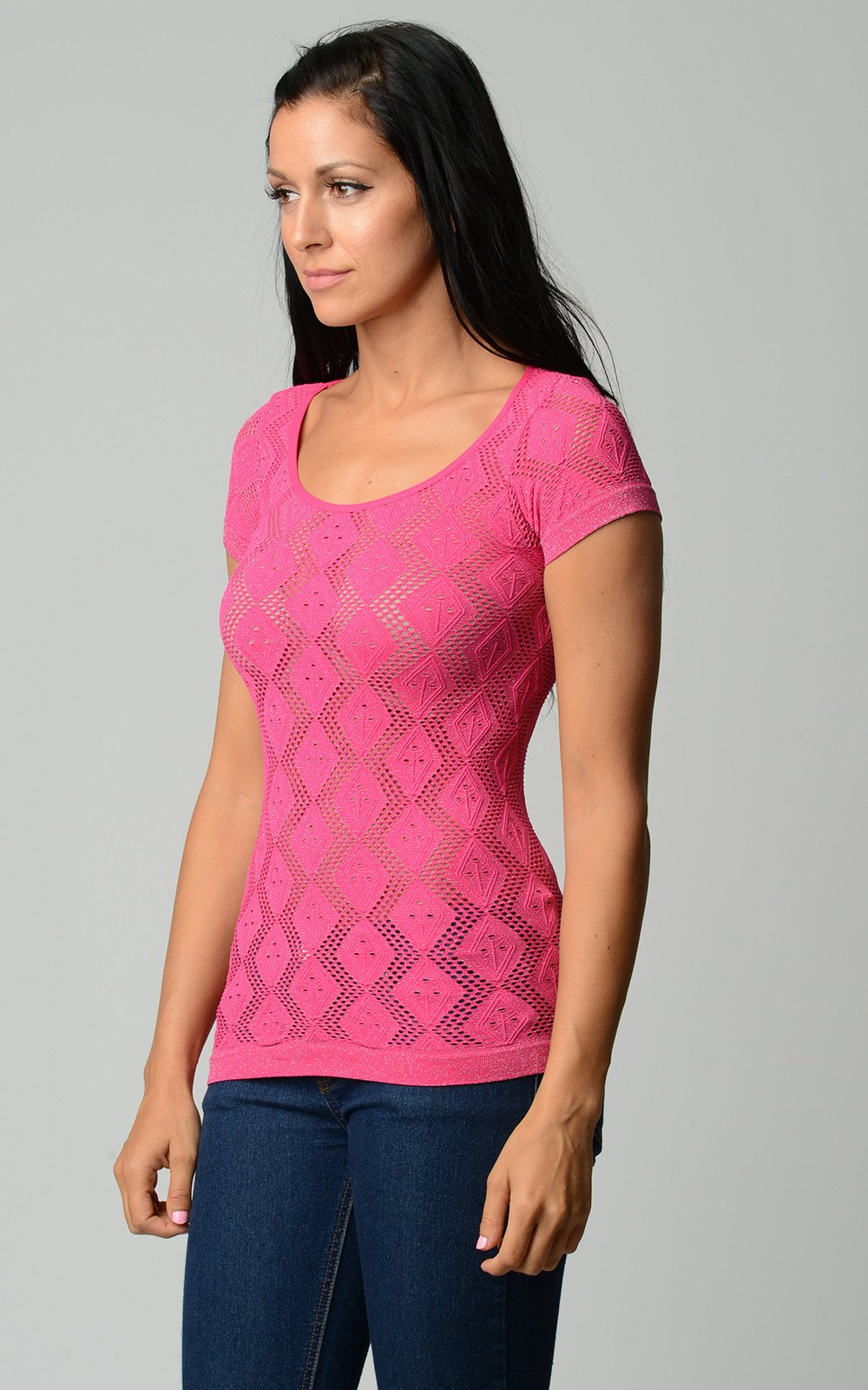 Women's Textured Knit Stretch Glitter Top Tops - Tophatter Daily Deals