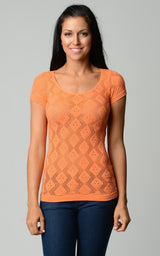Women's Textured Knit Stretch Glitter Top One Size Orange 8 Tops - Tophatter Daily Deals