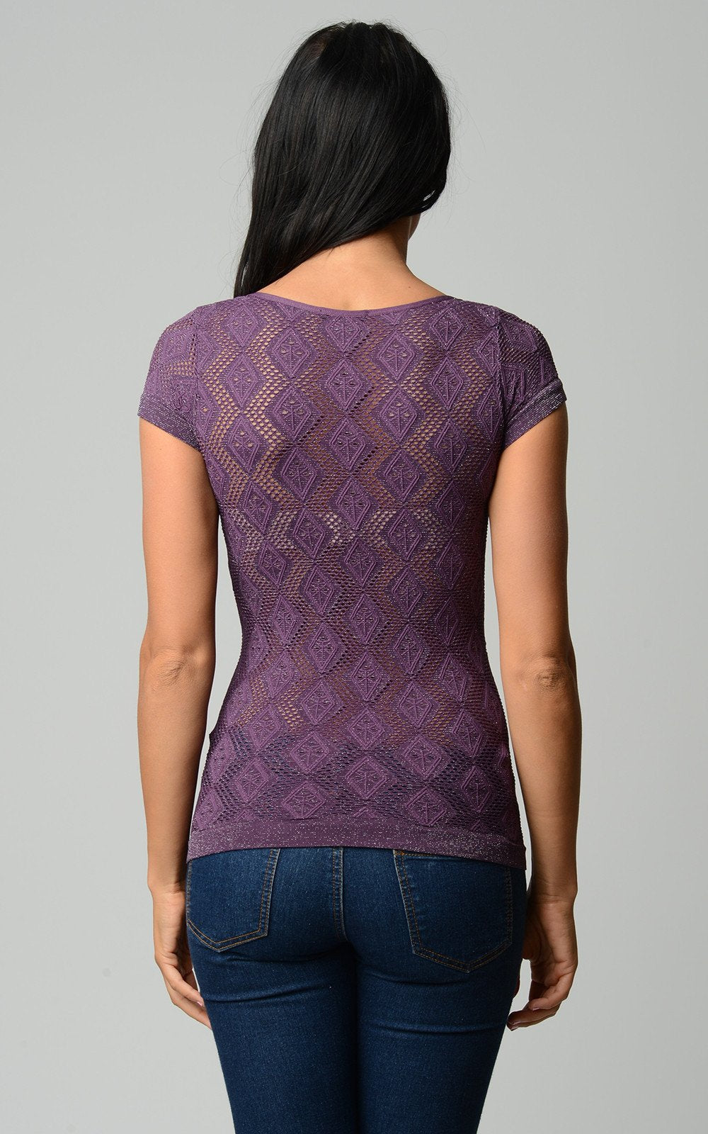 Women's Textured Knit Stretch Glitter Top Tops - Tophatter Daily Deals