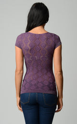 Women's Textured Knit Stretch Glitter Top Tops - Tophatter Daily Deals