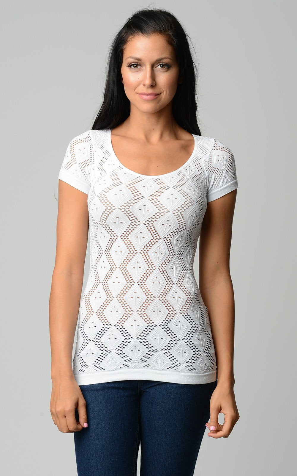 Women's Textured Knit Stretch Glitter Top One Size White 1 Tops - Tophatter Daily Deals