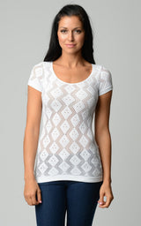 Women's Textured Knit Stretch Glitter Top One Size White 1 Tops - Tophatter Daily Deals