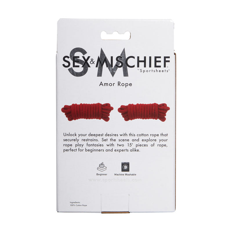 Sex & Mischief Amor Rope 9 Metres Red Cotton Restraint > Bondage Gear > Rope - Tophatter Daily Deals