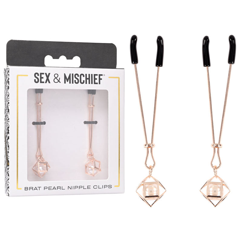 Sex & Mischief Brat Pearl Adjustable Nipple Clips – Set of 2 Clips > Sex Toys > Nipple Clamps - Tophatter Daily Deals
