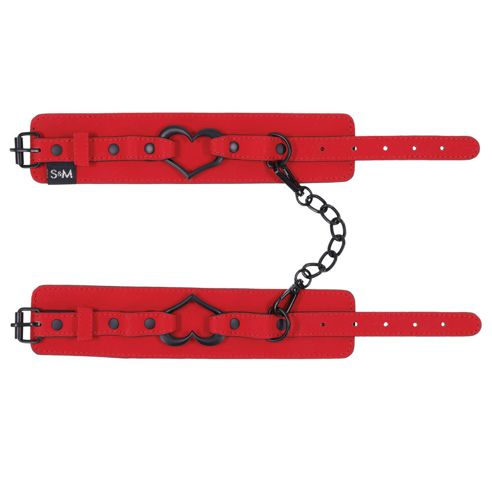 Sex & Mischief Amor Handcuffs in Red Vegan Leather > Bondage Gear > Restraints - Tophatter Daily Deals