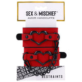 Sex & Mischief Amor Handcuffs in Red Vegan Leather > Bondage Gear > Restraints - Tophatter Daily Deals