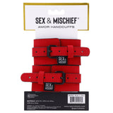 Sex & Mischief Amor Handcuffs in Red Vegan Leather > Bondage Gear > Restraints - Tophatter Daily Deals