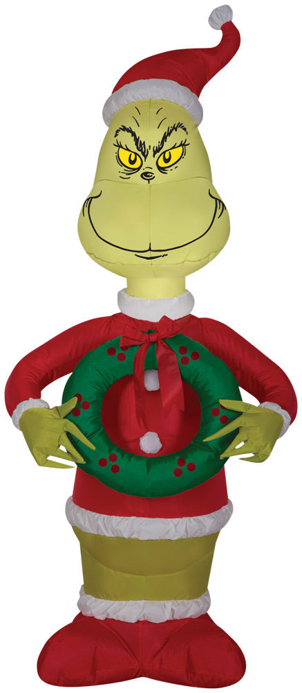 Airblown Grinch with Wreath - Sm Halloween Inflatable Decorations - Tophatter Daily Deals