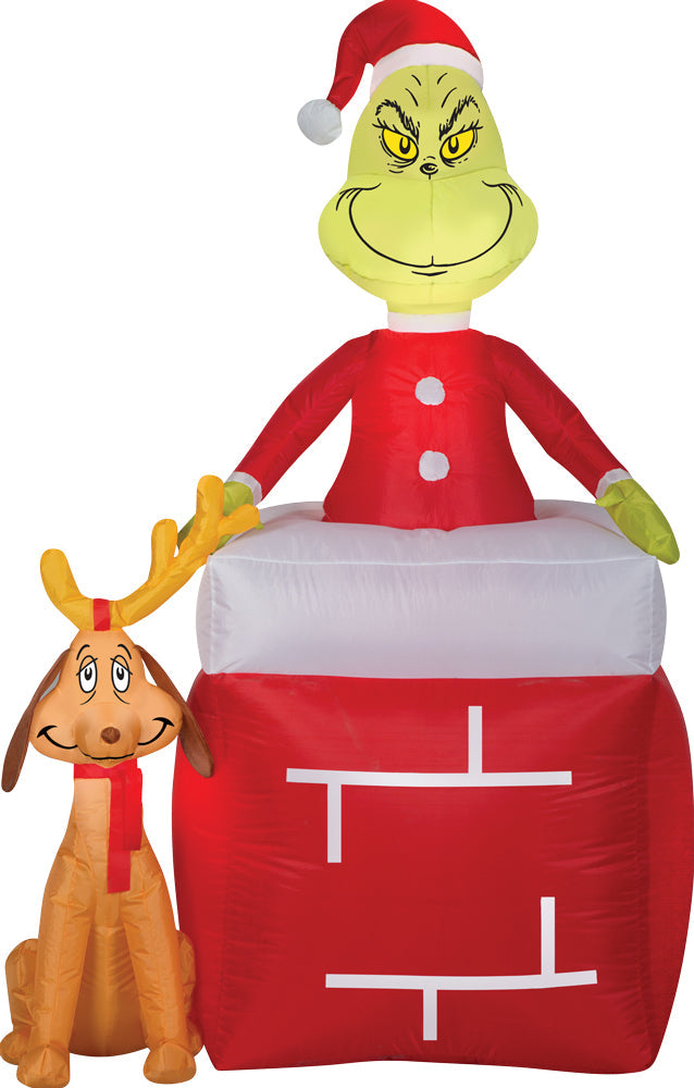 GRINCH W MAX MEDIUM AIRBLOWN Halloween Inflatable Decorations - Tophatter Daily Deals