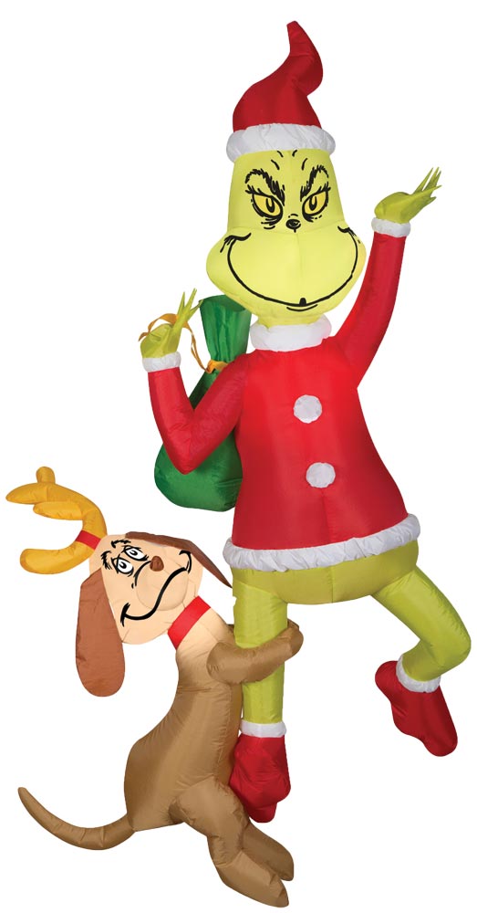 HANGING GRINCH W MAX AIRBLOWN Halloween Inflatable Decorations - Tophatter Daily Deals