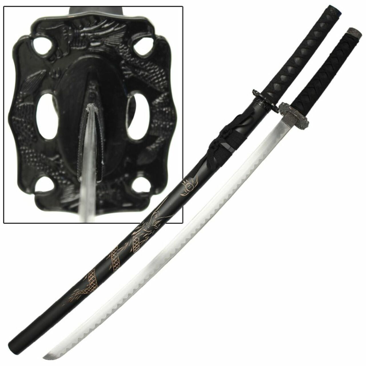 Japanese Double Dragon Fury Samurai Katana Sword Collectible Weapons - Tophatter Daily Deals