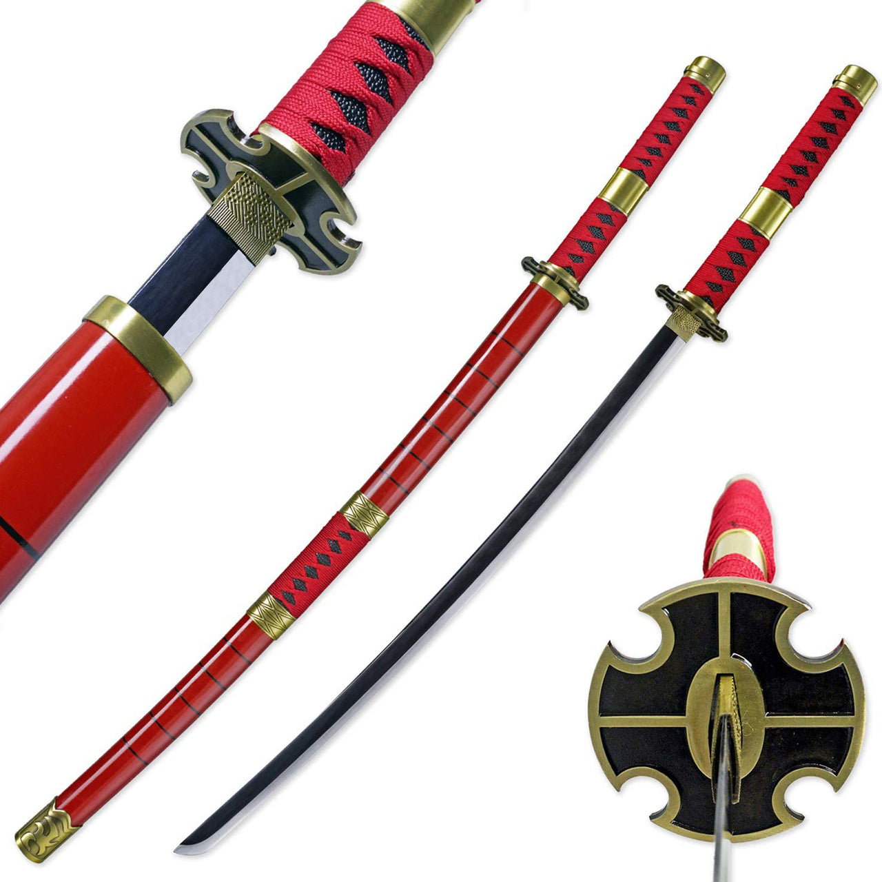 Zoro's Sandai Kitetsu Replica Sword | Carbon Steel Darkened Blade Katana - Tophatter's Guns'N'Weapons Store Collectible Weapons - Tophatter Daily Deals