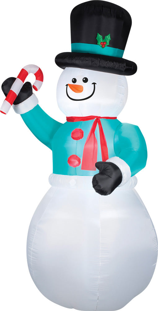 Airblown Snowman with Candy Cane Inflatable Halloween Inflatable Decorations - Tophatter Daily Deals
