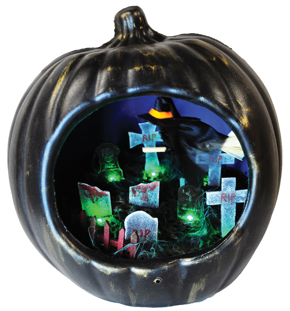 Pumpkin W Tombstones Witch Ins Halloween Pumpkin Decorations - Tophatter Daily Deals
