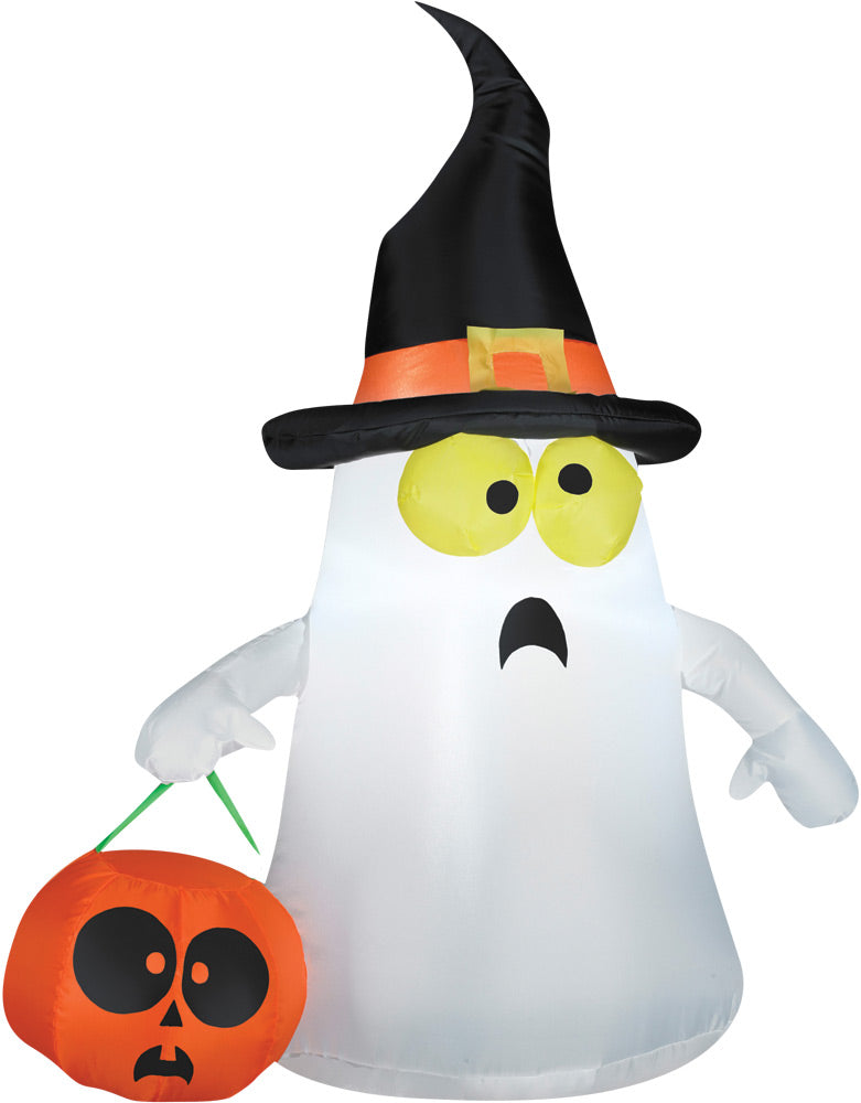 Airblown- Ghost with Witch Hat - Sm Halloween Inflatable Decorations - Tophatter Daily Deals