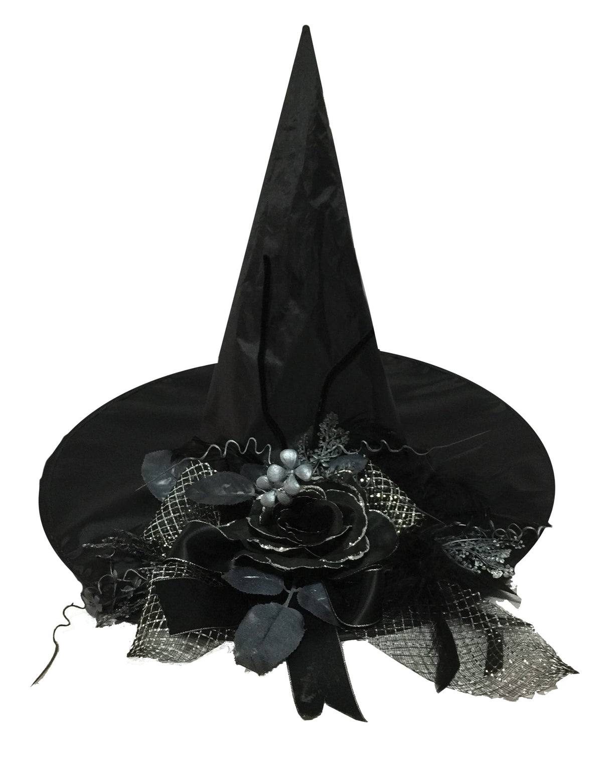 Witch Hat with Black Flower Halloween Hats & Headpieces - Tophatter Daily Deals