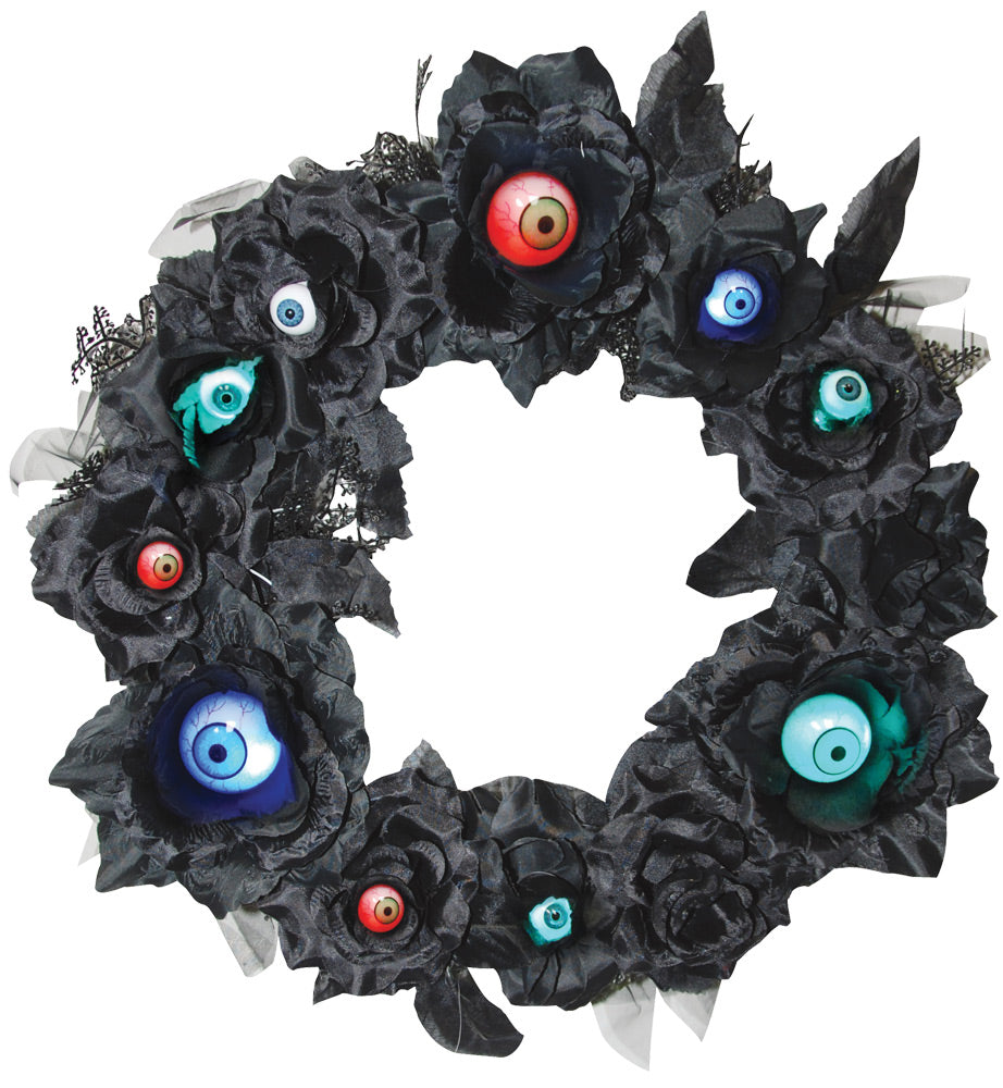 15" Black Wreath with Eyeballs Halloween Props & Displays - Tophatter Daily Deals