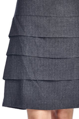 Larry Levine Grey/White Stretch Tiered Pinstripe Skirt Skirts - Tophatter Daily Deals