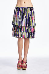Larry Levine Layered Pleated Skirt Black Multi 1 Skirts - Tophatter Daily Deals