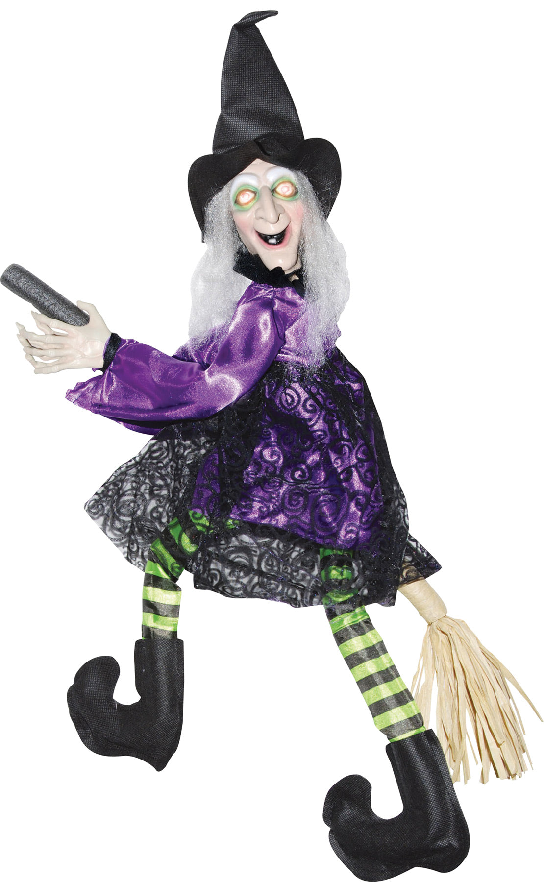 20" Flying Animated Witch On Broom Witch Halloween Costumes - Tophatter Daily Deals