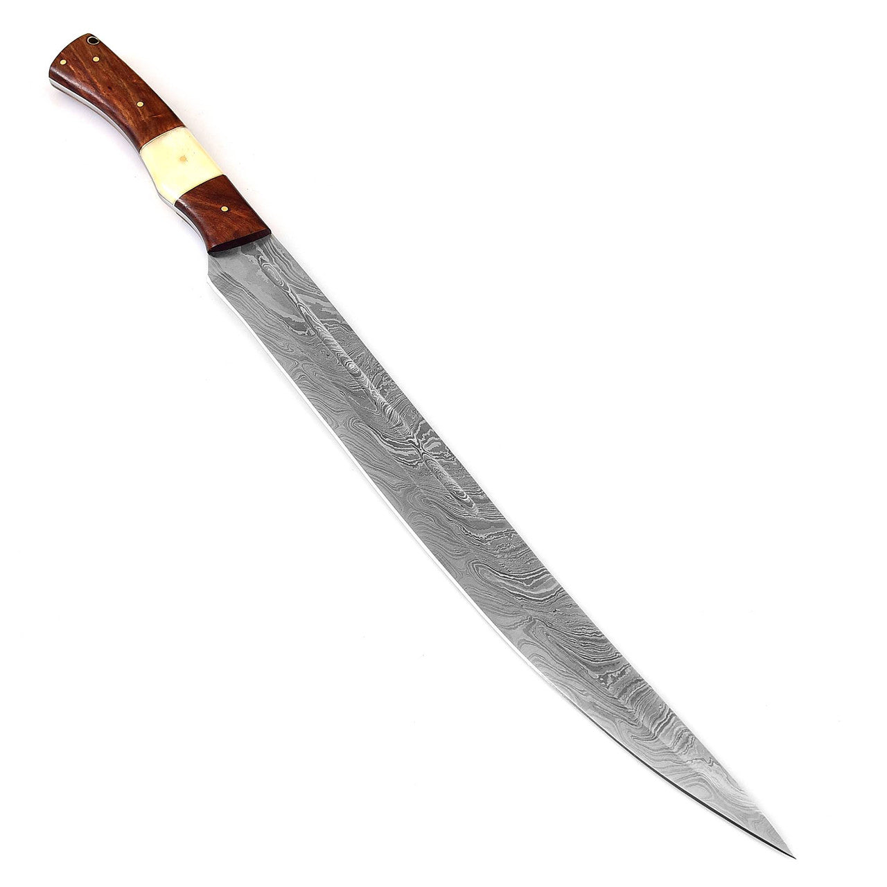 Damascus Steel Full Tang Germanic Style Single-Edged Long Sword Swords - Tophatter Daily Deals