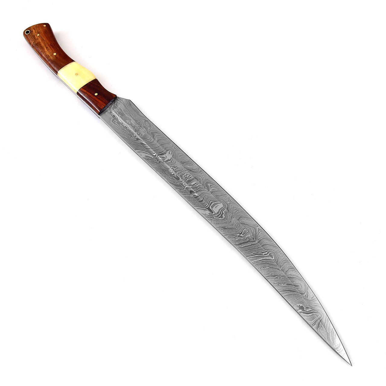 Damascus Steel Full Tang Germanic Style Single-Edged Long Sword Swords - Tophatter Daily Deals