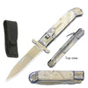 White Pearl Handle Automatic Lever Lock Stiletto Knife - TOPHATTER'S ARMORY DEALS Collectible Weapons - Tophatter Daily Deals