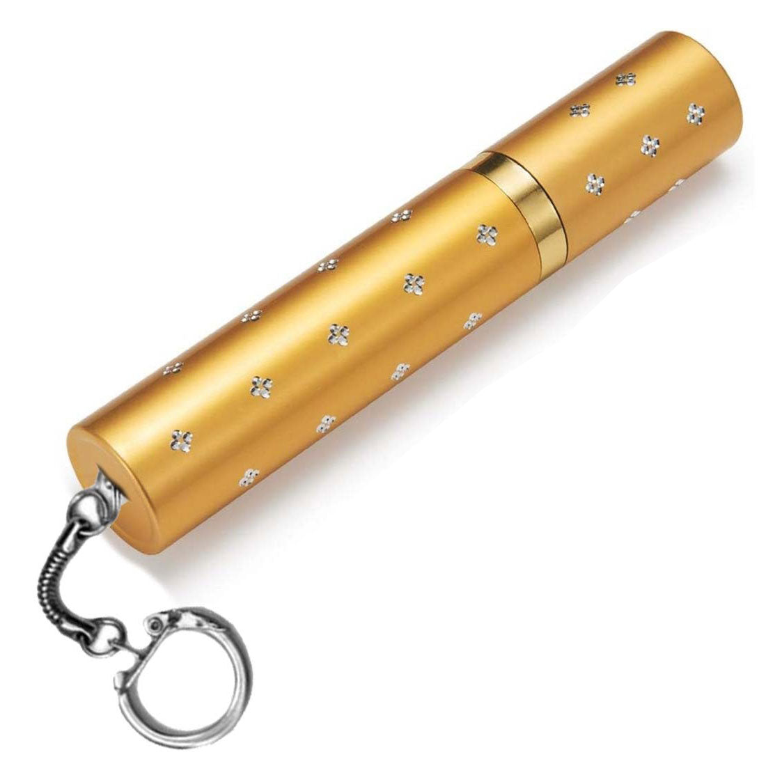 Golden Rechargeable Lipstick Self Defense Flashlight Stun Gun w/ Key Ring - TOPHATTER'S ARMORY DEALS Collectible Weapons - Tophatter Daily Deals