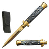 8.75" Classic Golden Italian Stiletto Switch Blade Automatic Knife - TOPHATTER'S ARMORY DEALS Collectible Weapons - Tophatter Daily Deals