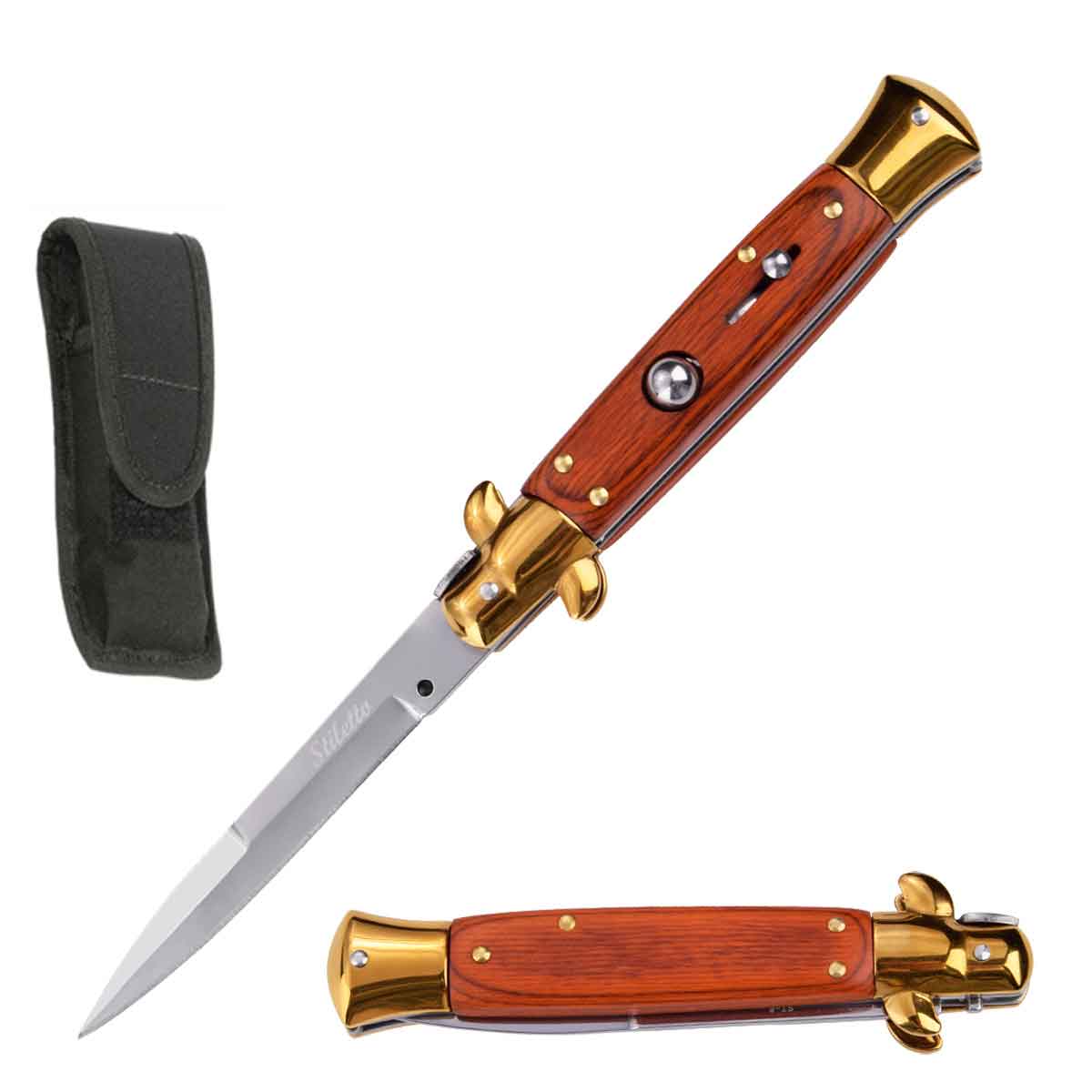 8.75" Classic Italian Stiletto Switch Blade Automatic Knife - TOPHATTER'S ARMORY DEALS Collectible Weapons - Tophatter Daily Deals