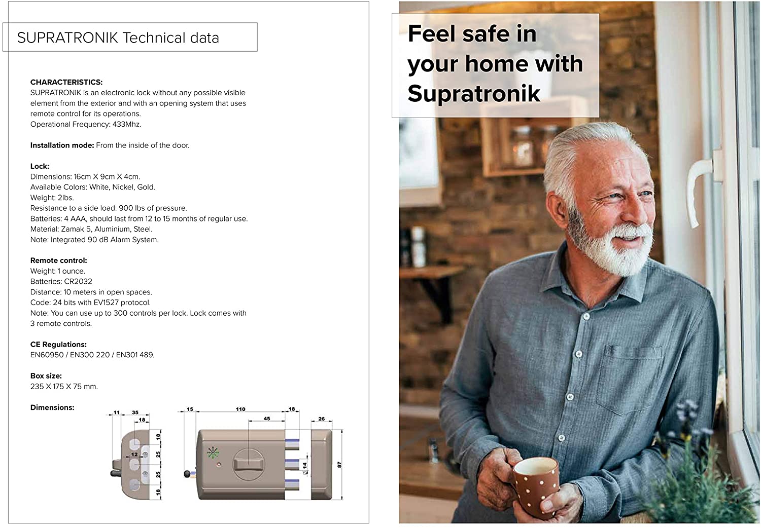 SUPRATRONIK LINCE Electronic Invisible Security DEADBOLT with Alarm Made in Spain - Tophatter Daily Deals