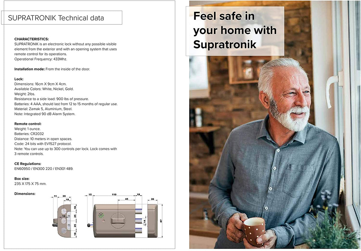 SUPRATRONIK LINCE Electronic Invisible Security DEADBOLT with Alarm Made in Spain - Tophatter Daily Deals
