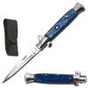 9.75" Italian Milano Stiletto Blue Pearl Handle Automatic Knife - TOPHATTER'S ARMORY DEALS Collectible Weapons - Tophatter Daily Deals