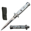 9.75" Italian Milano Stiletto White Pearl Handle Automatic Knife - TOPHATTER'S ARMORY DEALS Collectible Weapons - Tophatter Daily Deals