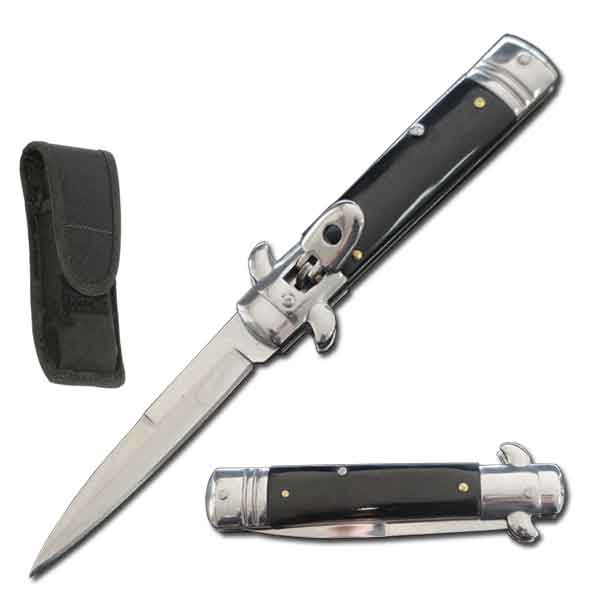 7.75" Automatic Switchblade Lever Lock Knife - Black Handle - Tophatter's Guns'N'Weapons Store Collectible Weapons - Tophatter Daily Deals