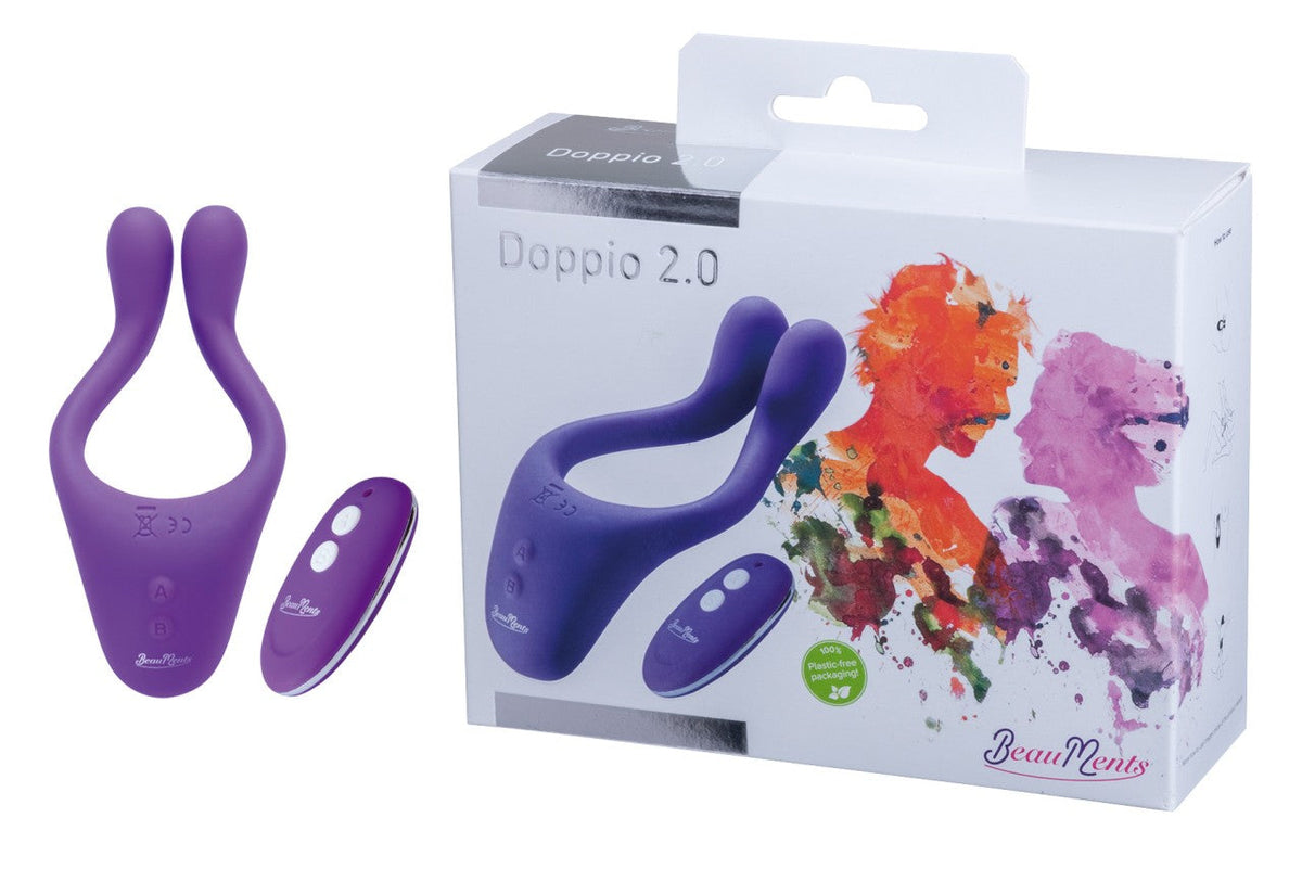 BeauMents Doppio 2.0 Purple Silicone Vibrator with Remote Control 13 cm > Sex Toys > Couples Toys - Tophatter Daily Deals