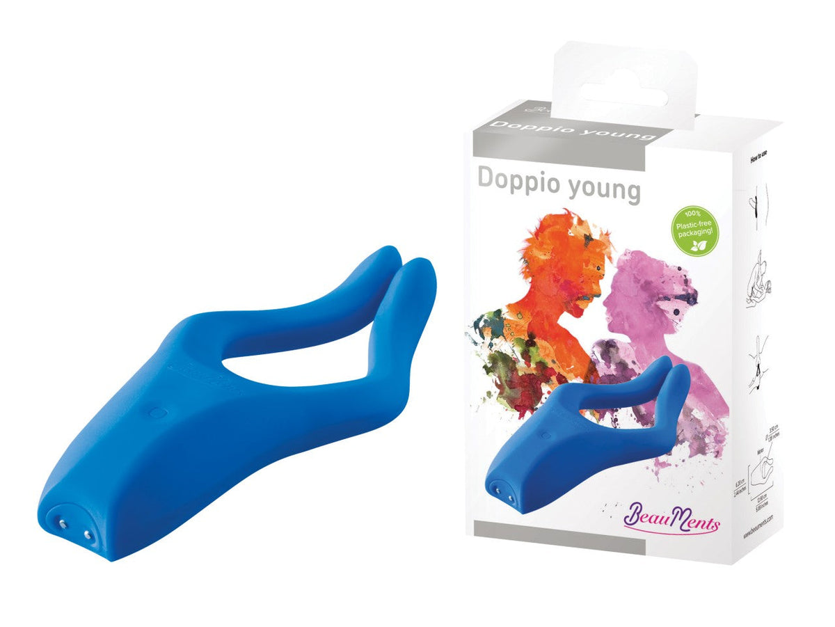 BeauMents Doppio Young Blue Silicone Vibrator with 10 Functions and Waterproof Design > Sex Toys > Couples Toys - Tophatter Daily Deals